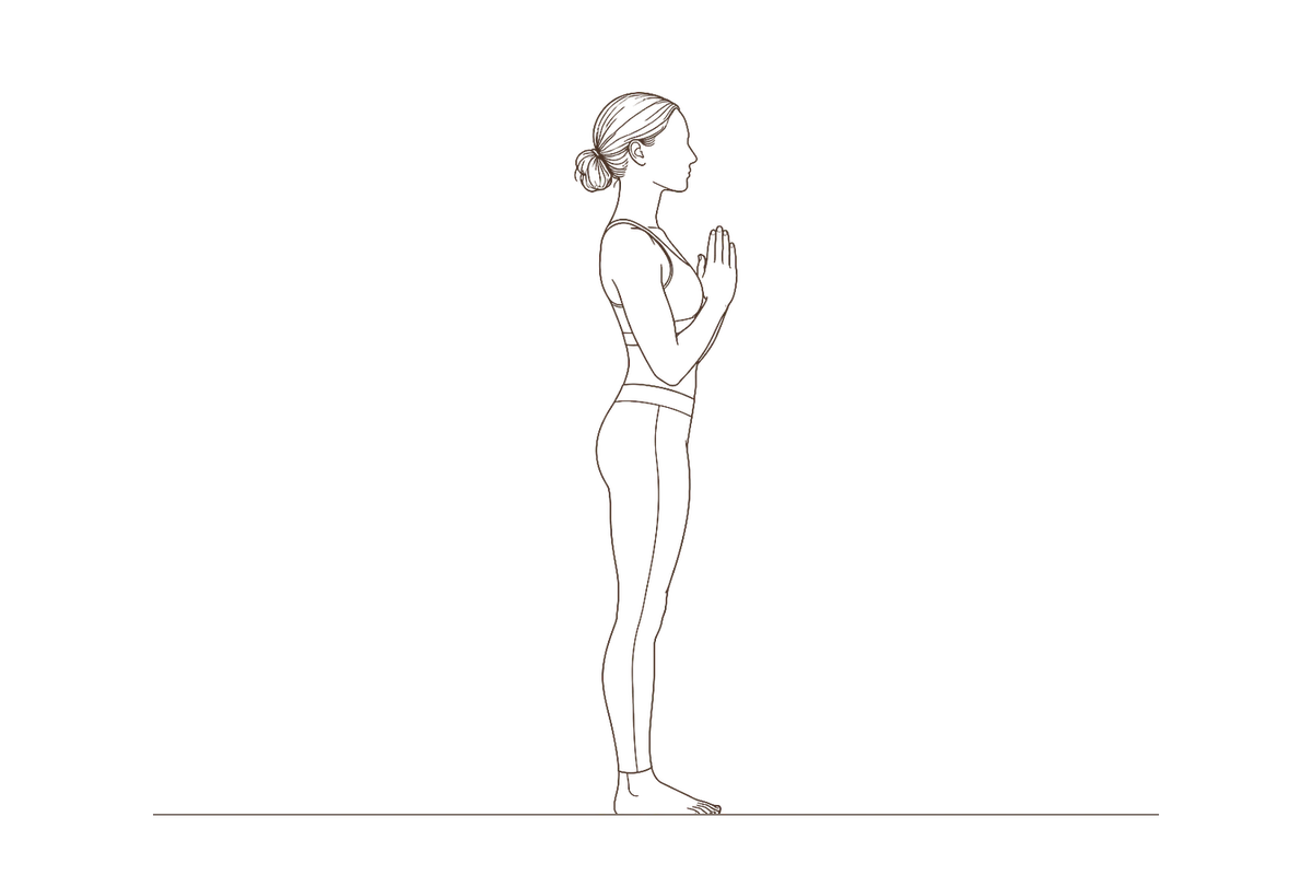 Prayer Pose (Namaskarasana): line drawing